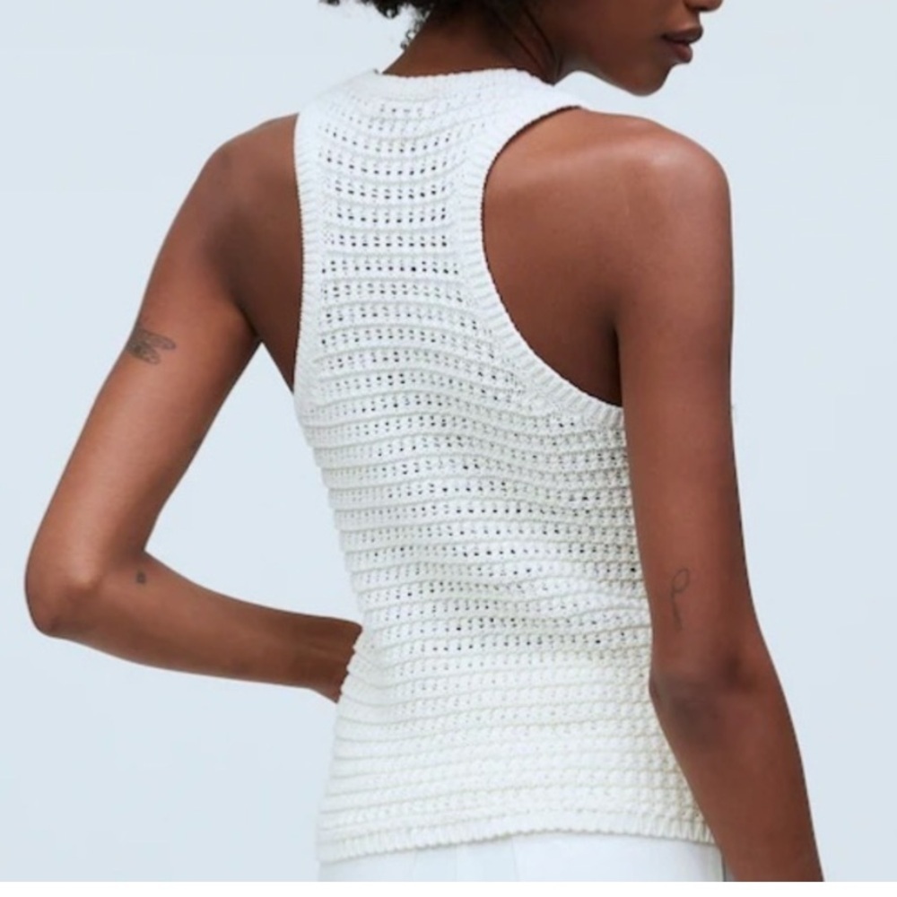 Cream Crochet Knit Tank NWT - Picture 3 of 13